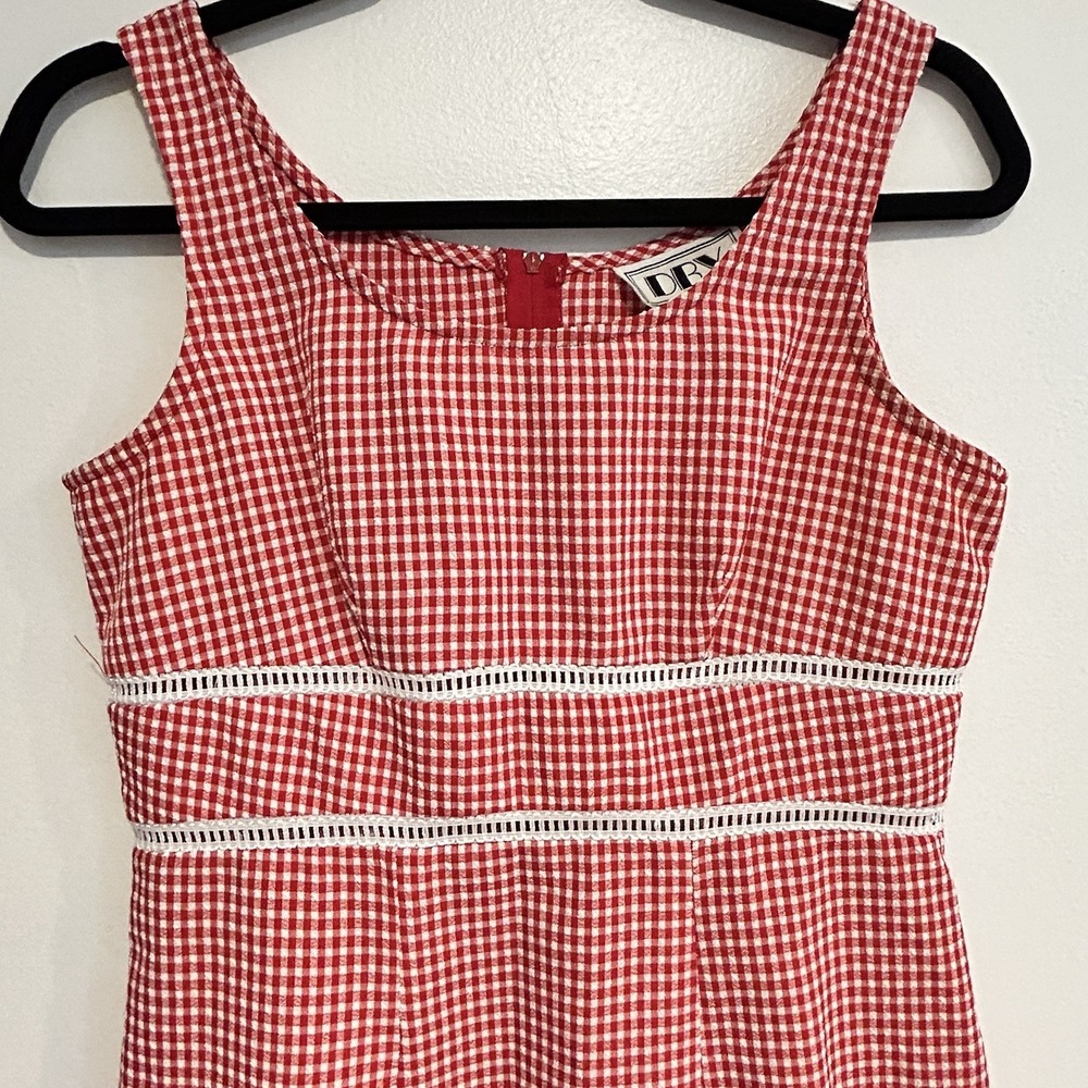 DBY 90's Vintage Red Gingham Checked Mini Dress Retro Boho Chic Summer Dress S‎ - Picture 9 of 9
